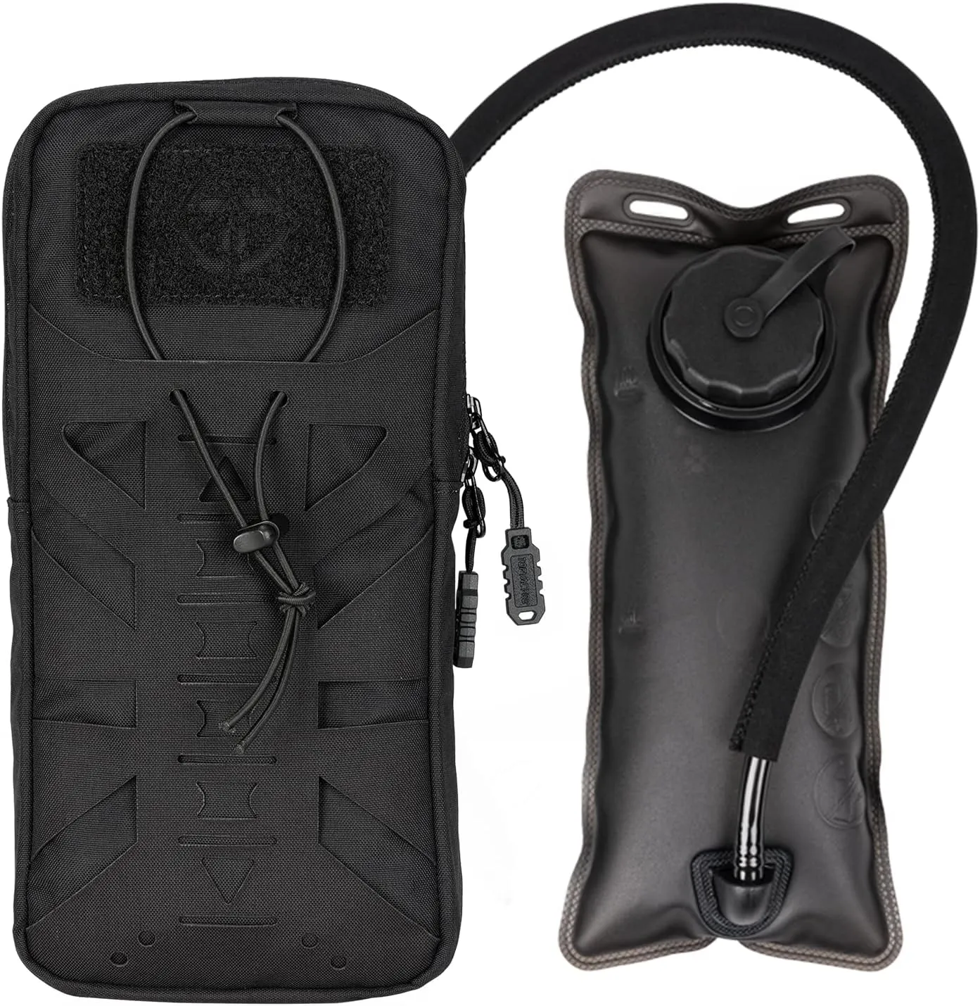 Tactical Hydration Pouch with Inner Bladder for 1L Water Bag Laser Cut MOLLE Hydration Pouch for Hiking Biking Running and Climbin 500D Nylon