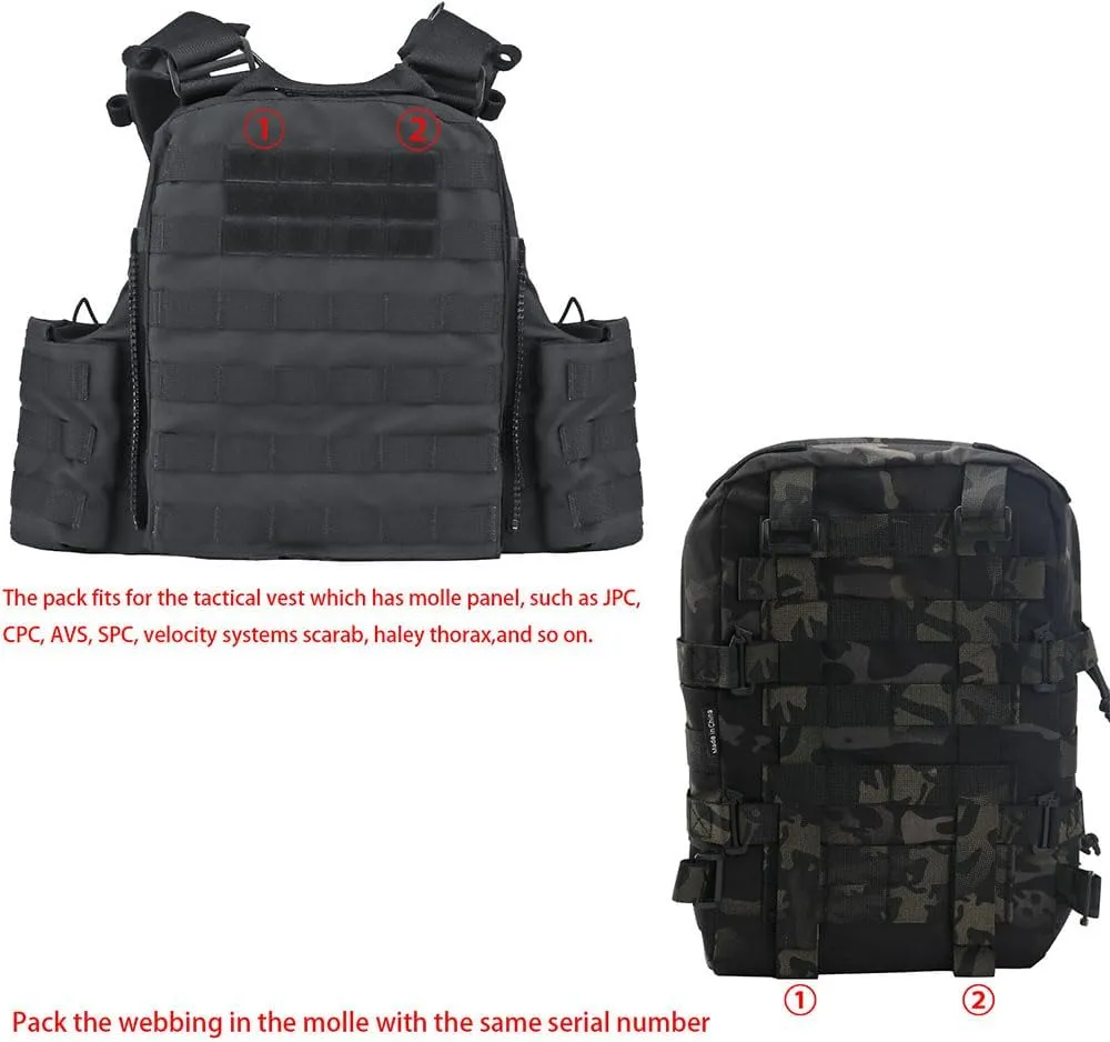 Tactical Mini Molle Hydration Pack,Molle Hydration Carrier with IFAK Pouch&US Flag&Med Patch,Hydropack for 2L Water Bladder