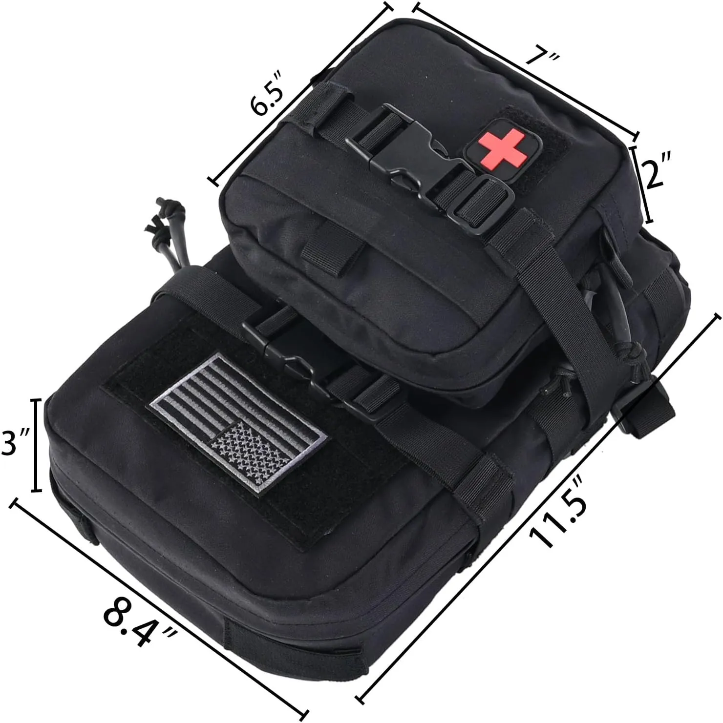 Tactical Mini Molle Hydration Pack,Molle Hydration Carrier with IFAK Pouch&US Flag&Med Patch,Hydropack for 2L Water Bladder