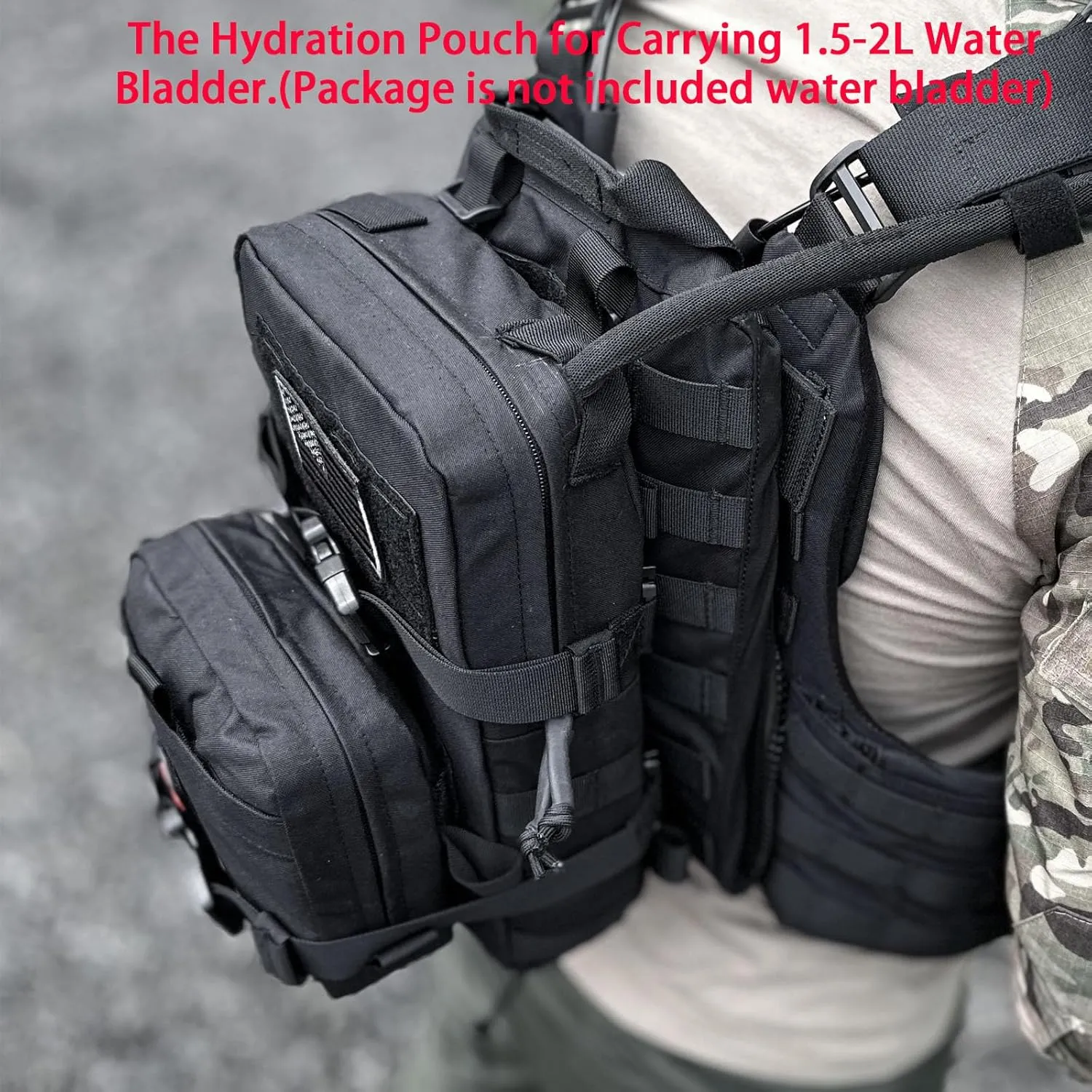 Tactical Mini Molle Hydration Pack,Molle Hydration Carrier with IFAK Pouch&US Flag&Med Patch,Hydropack for 2L Water Bladder