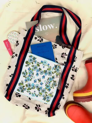 Take me! Tote Bag - Vintage Handkerchief - Flowers