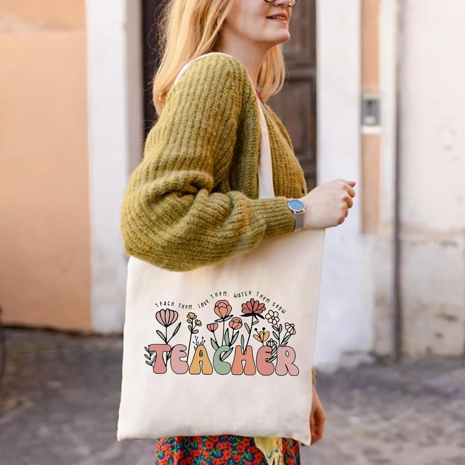 Teacher Appreciation Gifts School Canvas Tote Bags Aesthetic Travel Beach Bag Summer Reusable Grocery Shopping Bag