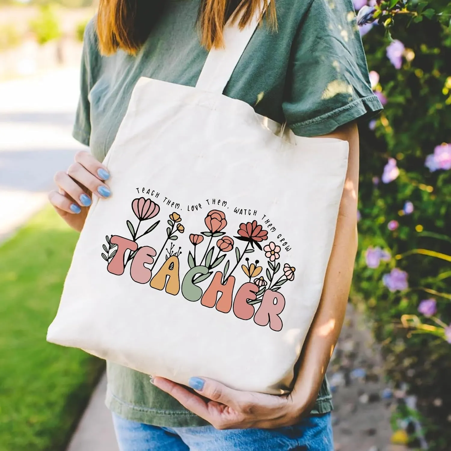Teacher Appreciation Gifts School Canvas Tote Bags Aesthetic Travel Beach Bag Summer Reusable Grocery Shopping Bag