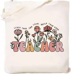 Teacher Appreciation Gifts School Canvas Tote Bags Aesthetic Travel Beach Bag Summer Reusable Grocery Shopping Bag