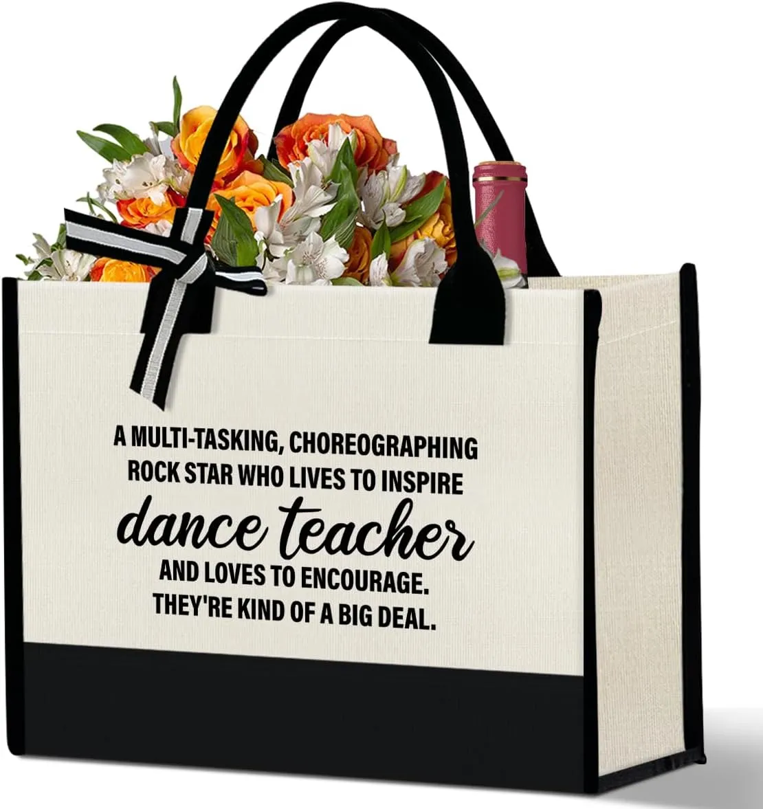 Teacher Gift Canvas Tote Bag, Kindergarten Preschool Daycare Teacher Birthday Teacher's Day Christmas Gift Work Bag