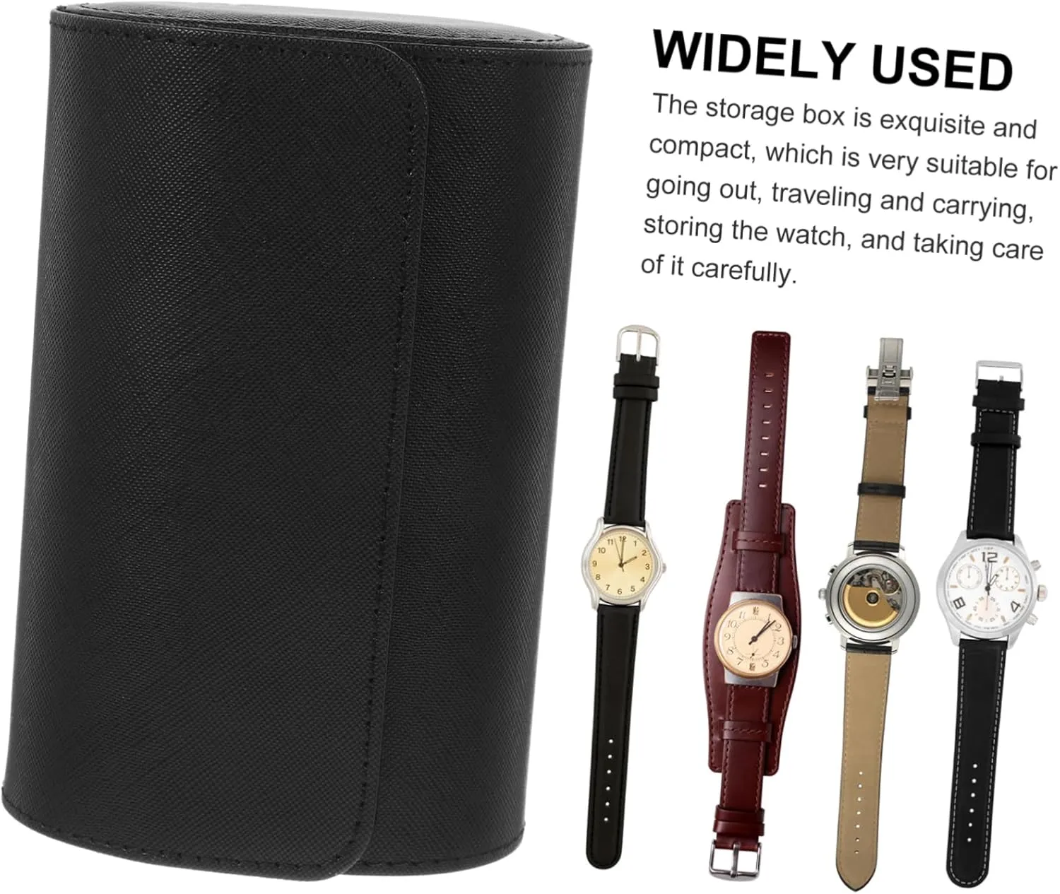 TENDYCOCO Watch Storage Box Watch Display Automatic Watches Hombre Round Watch Case Double Transparent Storage Bins Cable Stand for Portable Sunglasses Display Case Boxes Organizer Black Pu
