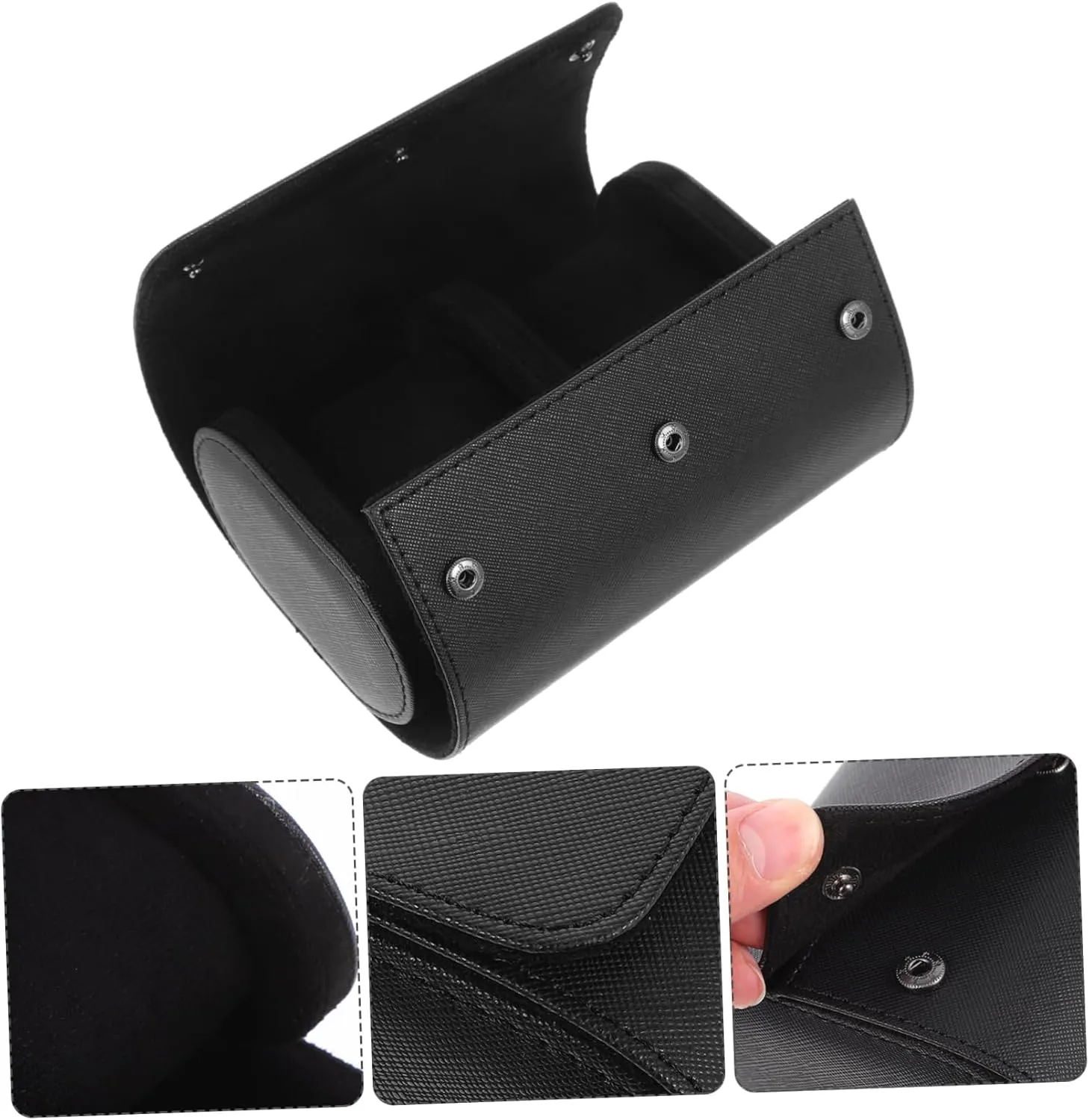 TENDYCOCO Watch Storage Box Watch Display Automatic Watches Hombre Round Watch Case Double Transparent Storage Bins Cable Stand for Portable Sunglasses Display Case Boxes Organizer Black Pu