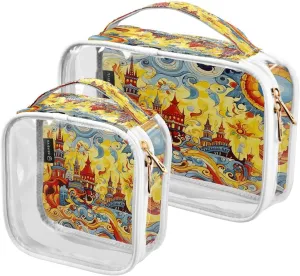 The Magic Palace Clear Makeup Bags for Travel, Transparent Toiletry Bag for Women with Zipper, Waterproof Cosmetic Travel Bag Organizer Portable 2 Pack