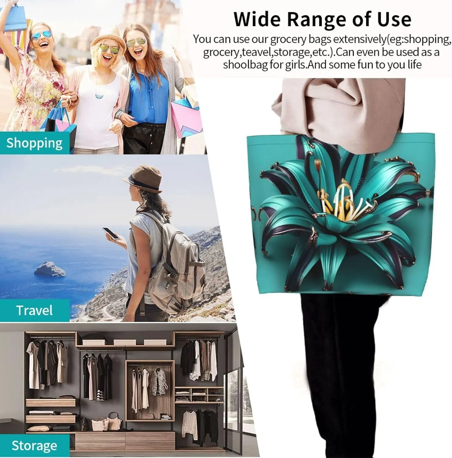 The Underwater World Tropical Fish Women Tote Bag,Casual Tote'S Handbag Big Capacity Shoulder Bag Crossbody Bag