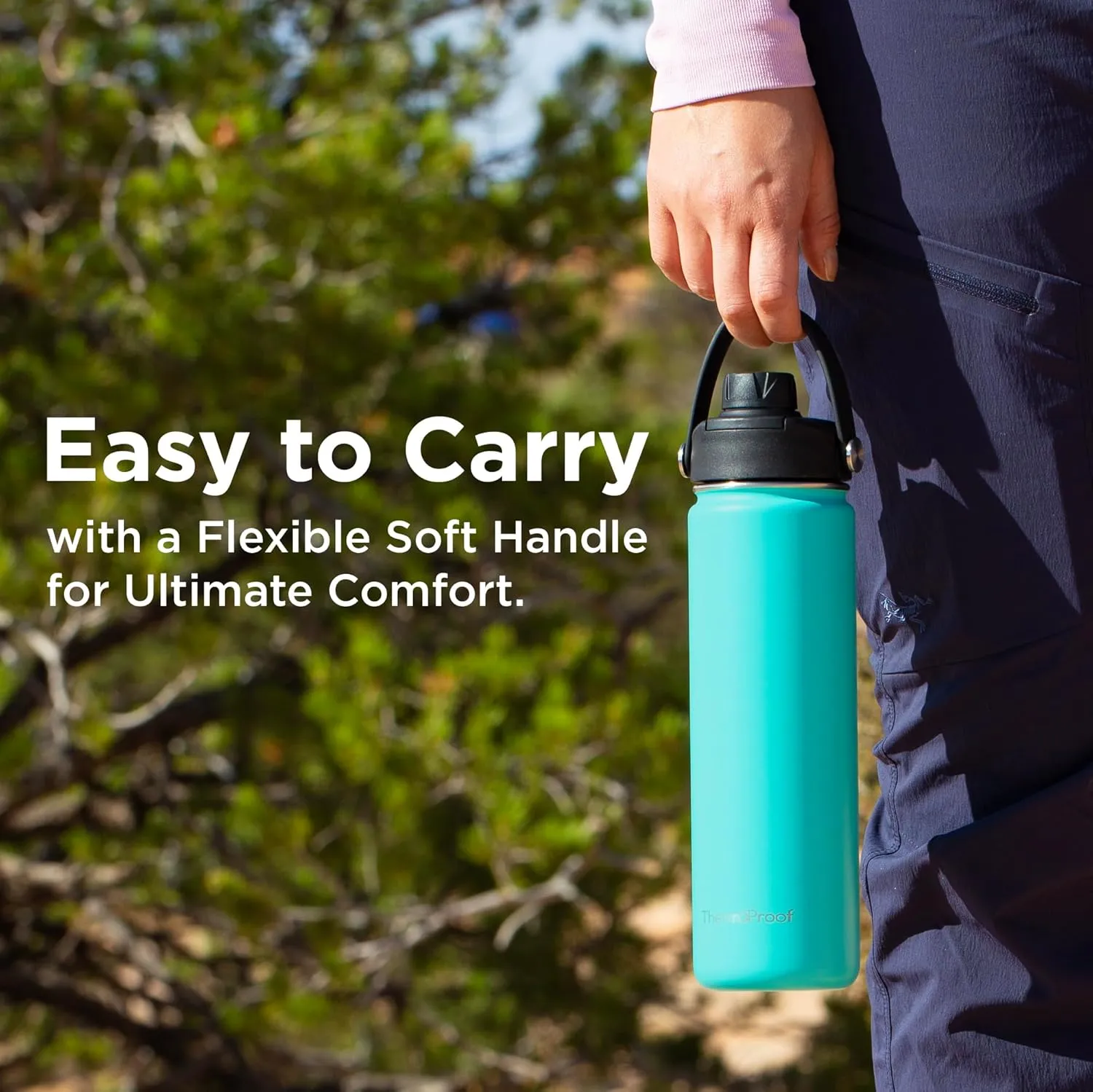 ThermoProof Double-Walled Vacuum Insulated Stainless Steel Water Bottle - Wide Mouth with Chug & Spout Lids, Dishwasher Safe, Reusable, Leakproof, Hot & Cold for Men, Women & Kids - 22oz, Mint