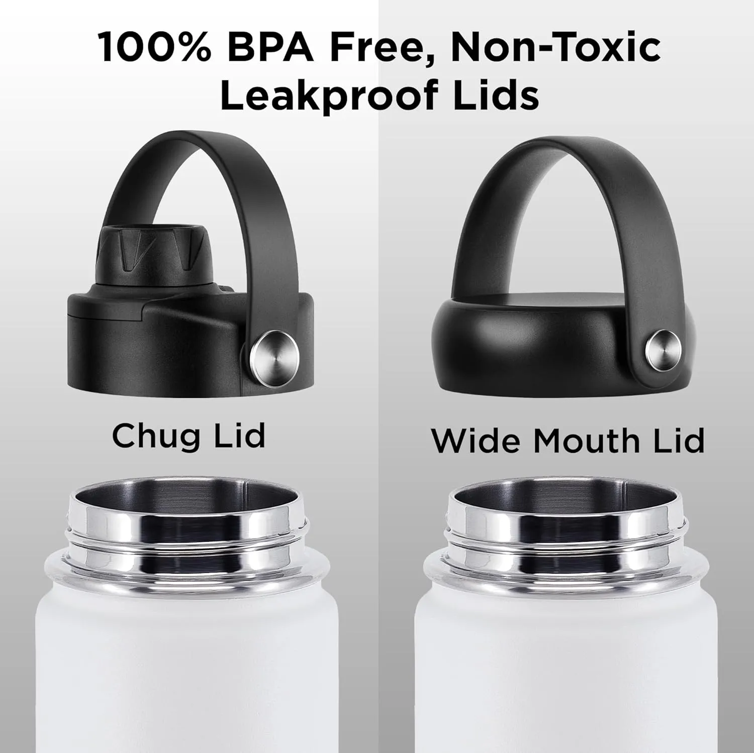 ThermoProof Double-Walled Vacuum Insulated Stainless Steel Water Bottle - Wide Mouth with Chug & Spout Lids, Dishwasher Safe, Reusable, Leakproof, Hot & Cold for Men, Women & Kids - 22oz, Mint