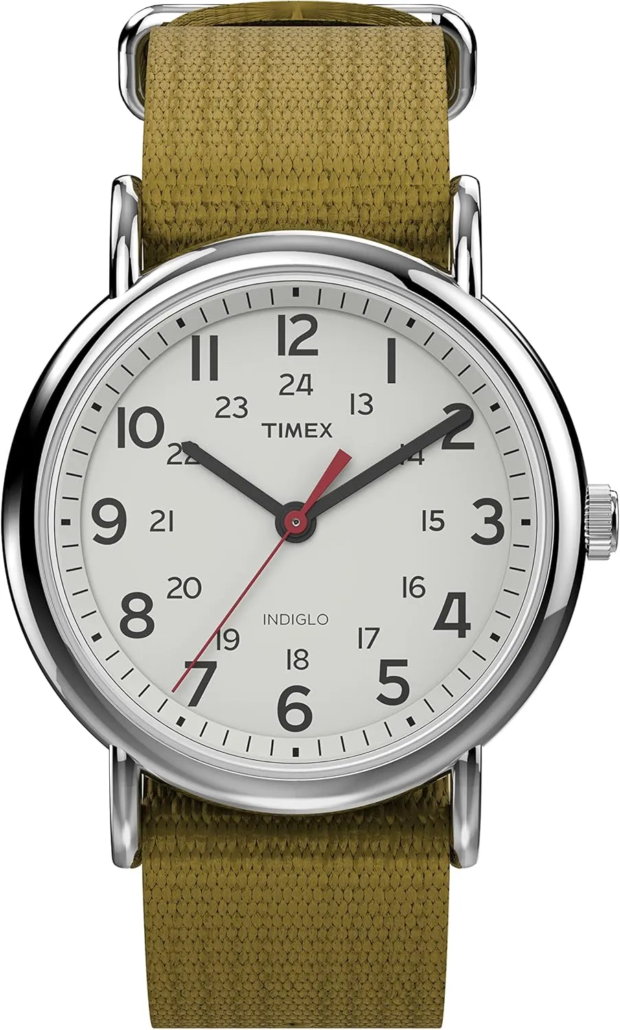 Timex Weekender 38mm Unisex Analog Watch | INDIGLO Backlight | Adjustable Durable Nylon Fabric Slip Through Strap | 24 Hour Time