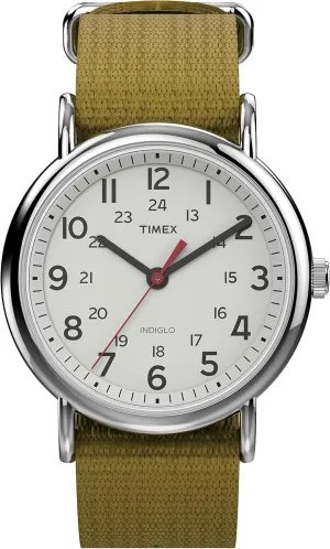 Timex Weekender 38mm Unisex Analog Watch | INDIGLO Backlight | Adjustable Durable Nylon Fabric Slip Through Strap | 24 Hour Time