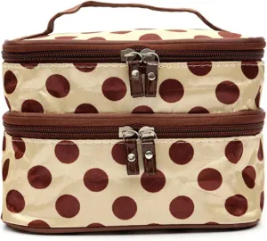 Toiletry Cosmetic Zipper Makeup Woman Cosmetic Big Storage Travel Cosmetic Bag (Brown)