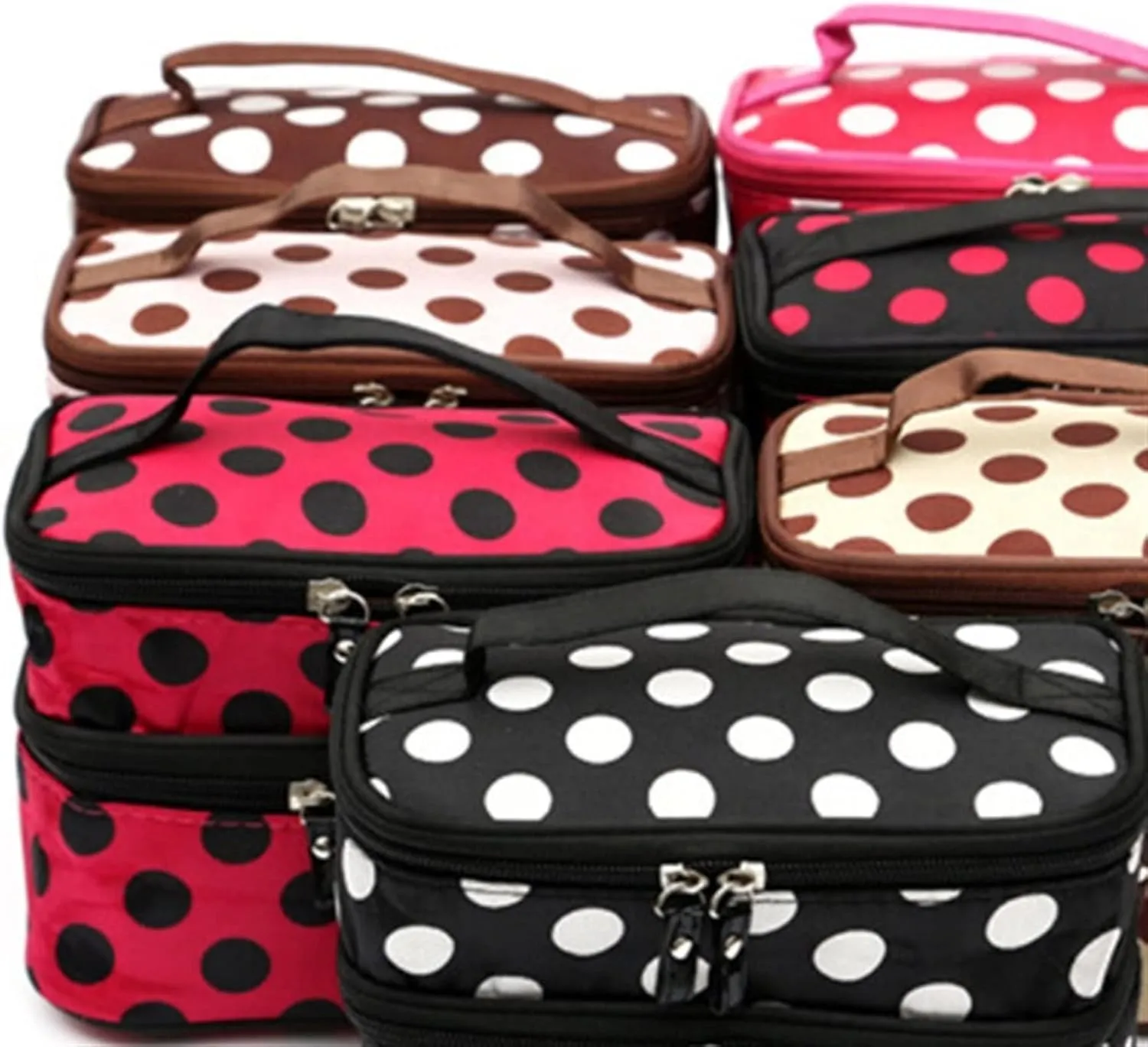 Toiletry Cosmetic Zipper Makeup Woman Cosmetic Big Storage Travel Cosmetic Bag (Brown)