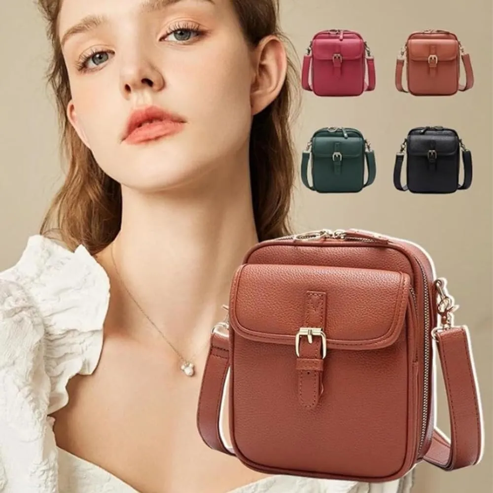 Tojoyride Crossbody Leather Bag,Urvashi Crossbody Bag,Vintage Anti Theft Purse with 10 Card Slot Design&Lockable Zipper