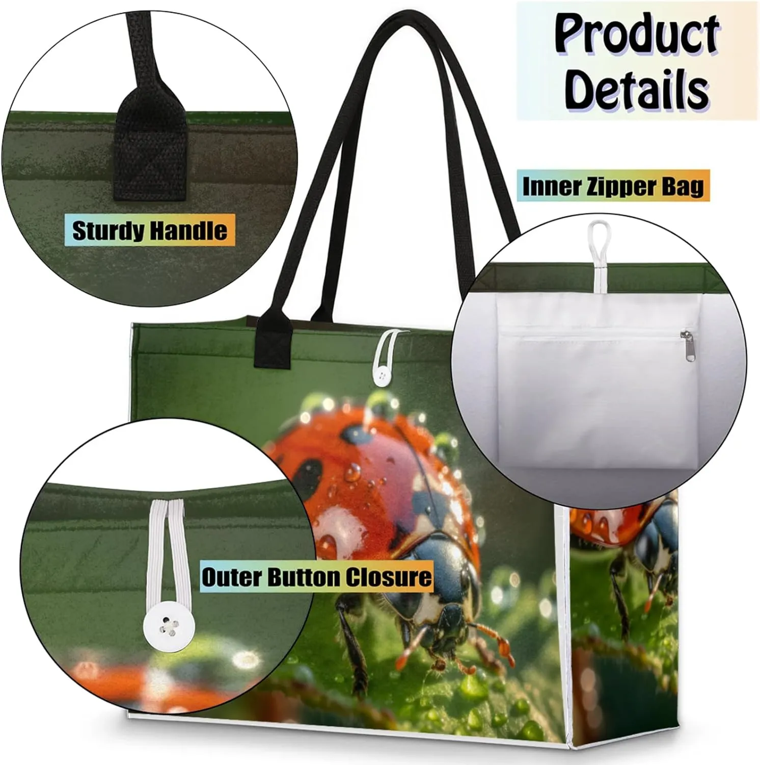 Tote Bag for Women Reusable Canvas Shoulder Bag