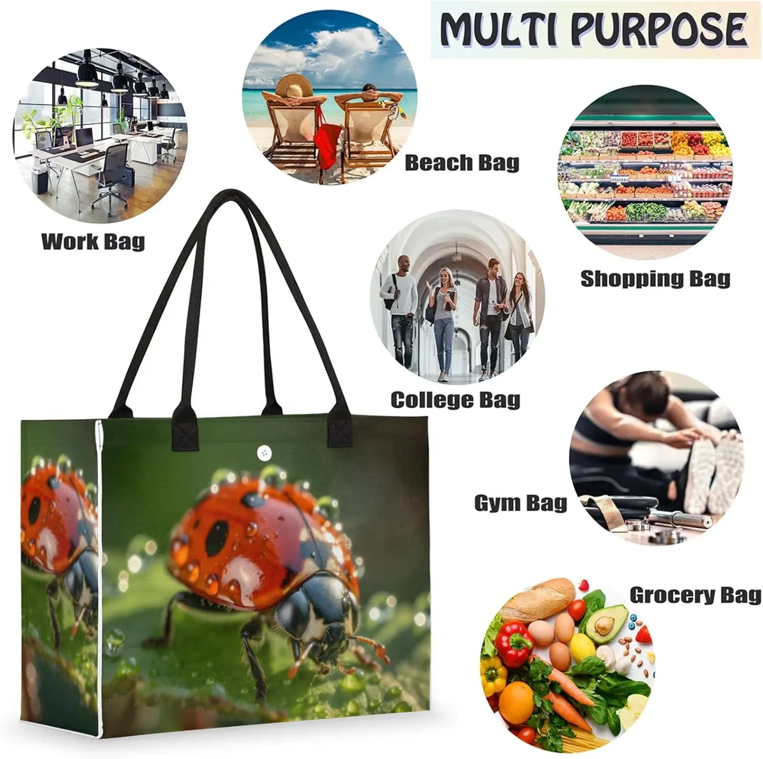 Tote Bag for Women Reusable Canvas Shoulder Bag
