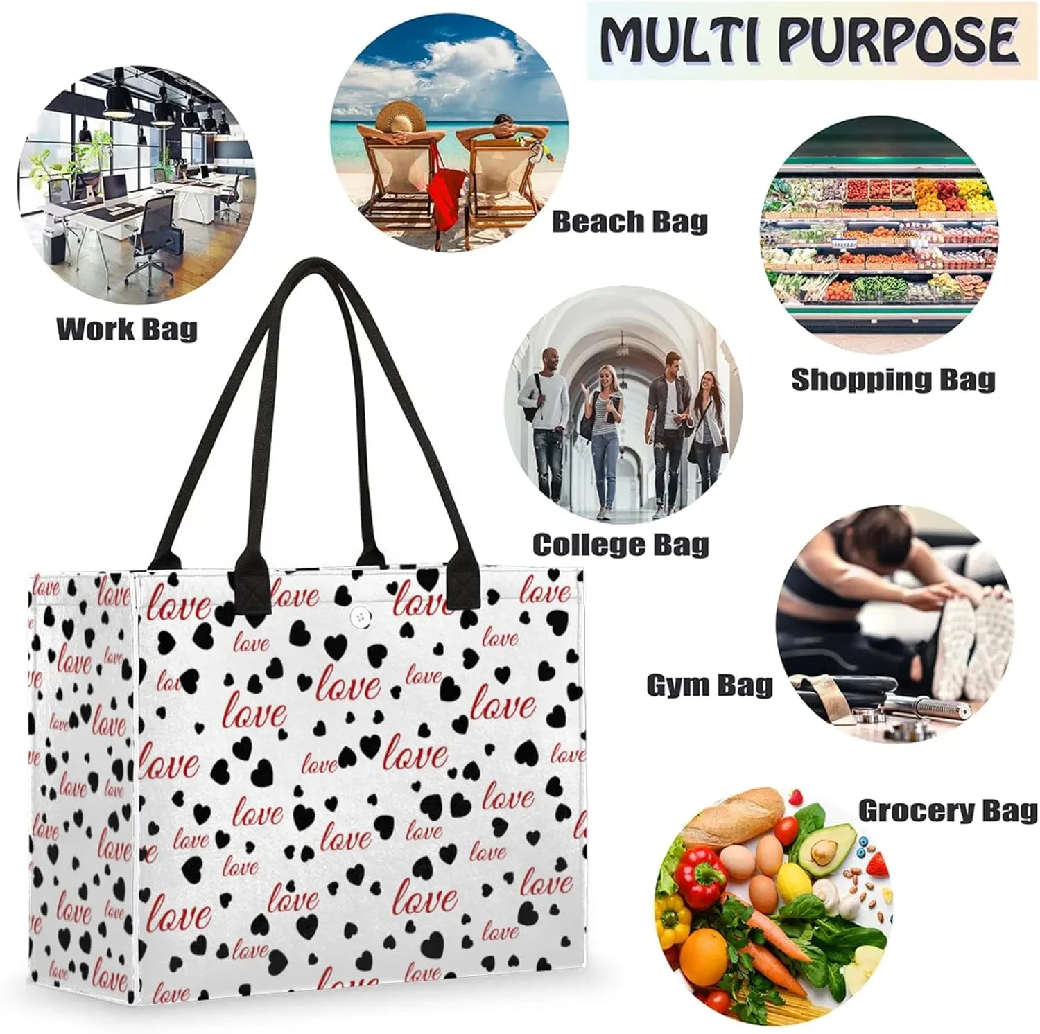 Tote Bag for Women Reusable Canvas Shoulder Bag