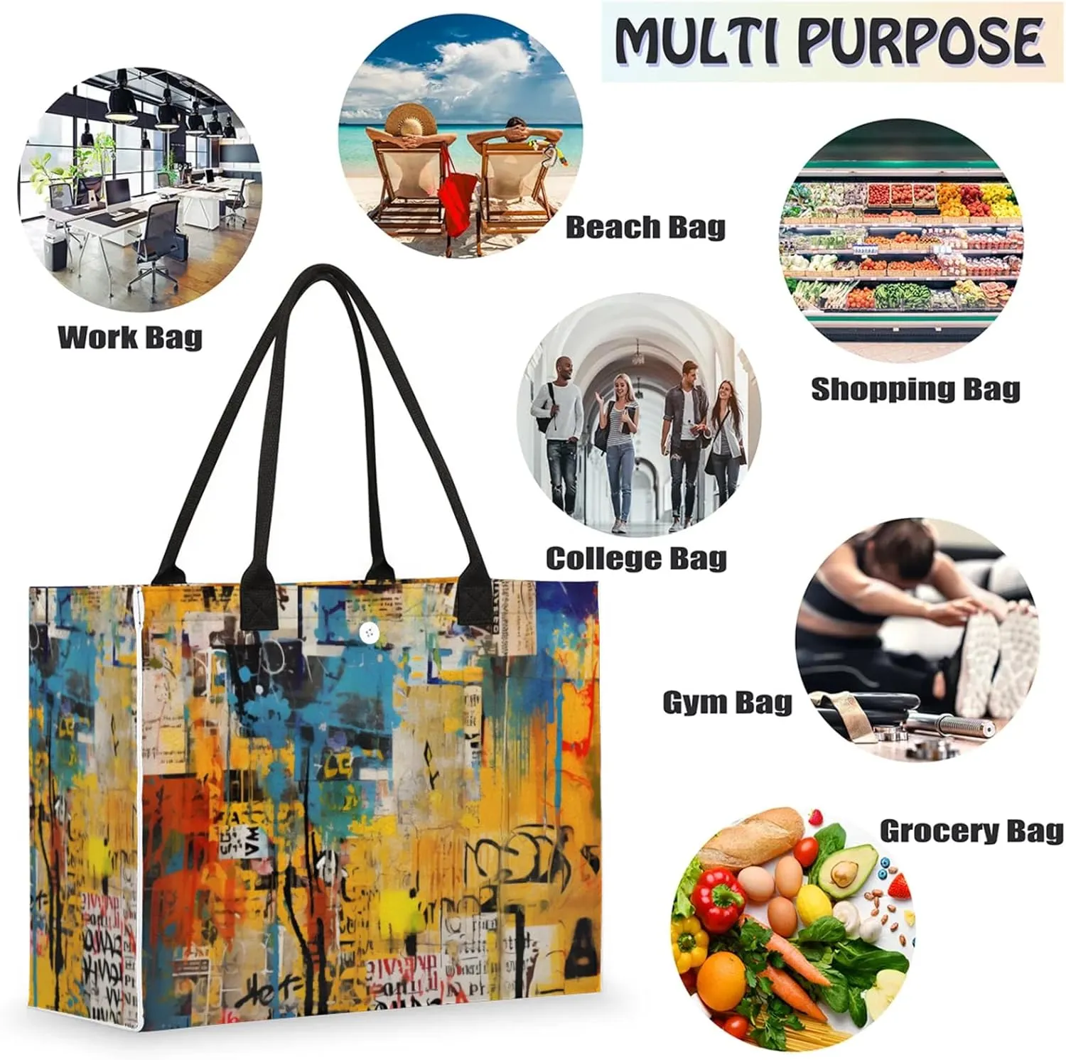 Tote Bag for Women Reusable Canvas Shoulder Bag