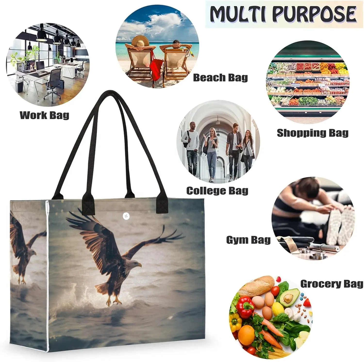 Tote Bag for Women Reusable Canvas Shoulder Bag
