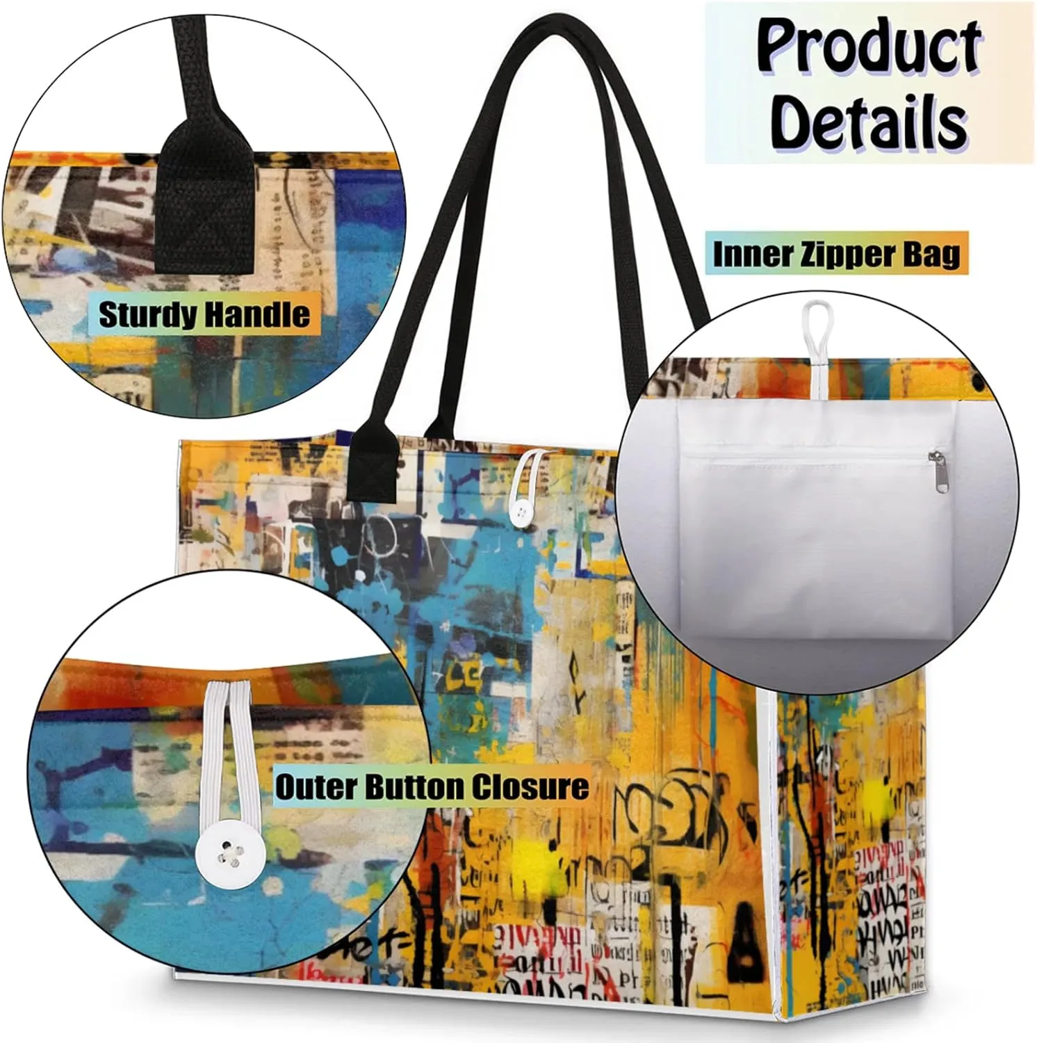 Tote Bag for Women Reusable Canvas Shoulder Bag