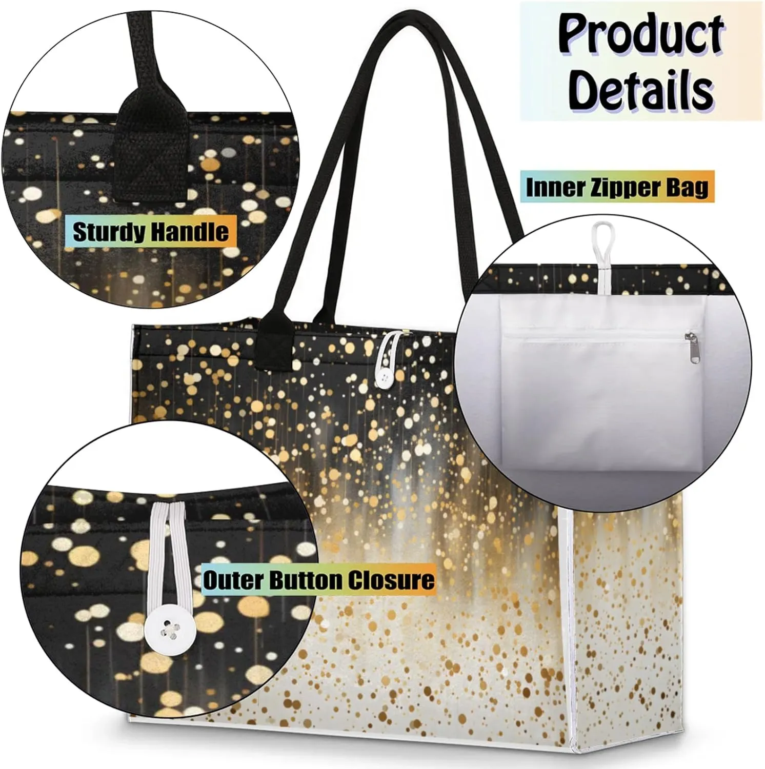 Tote Bag for Women Reusable Canvas Shoulder Bag