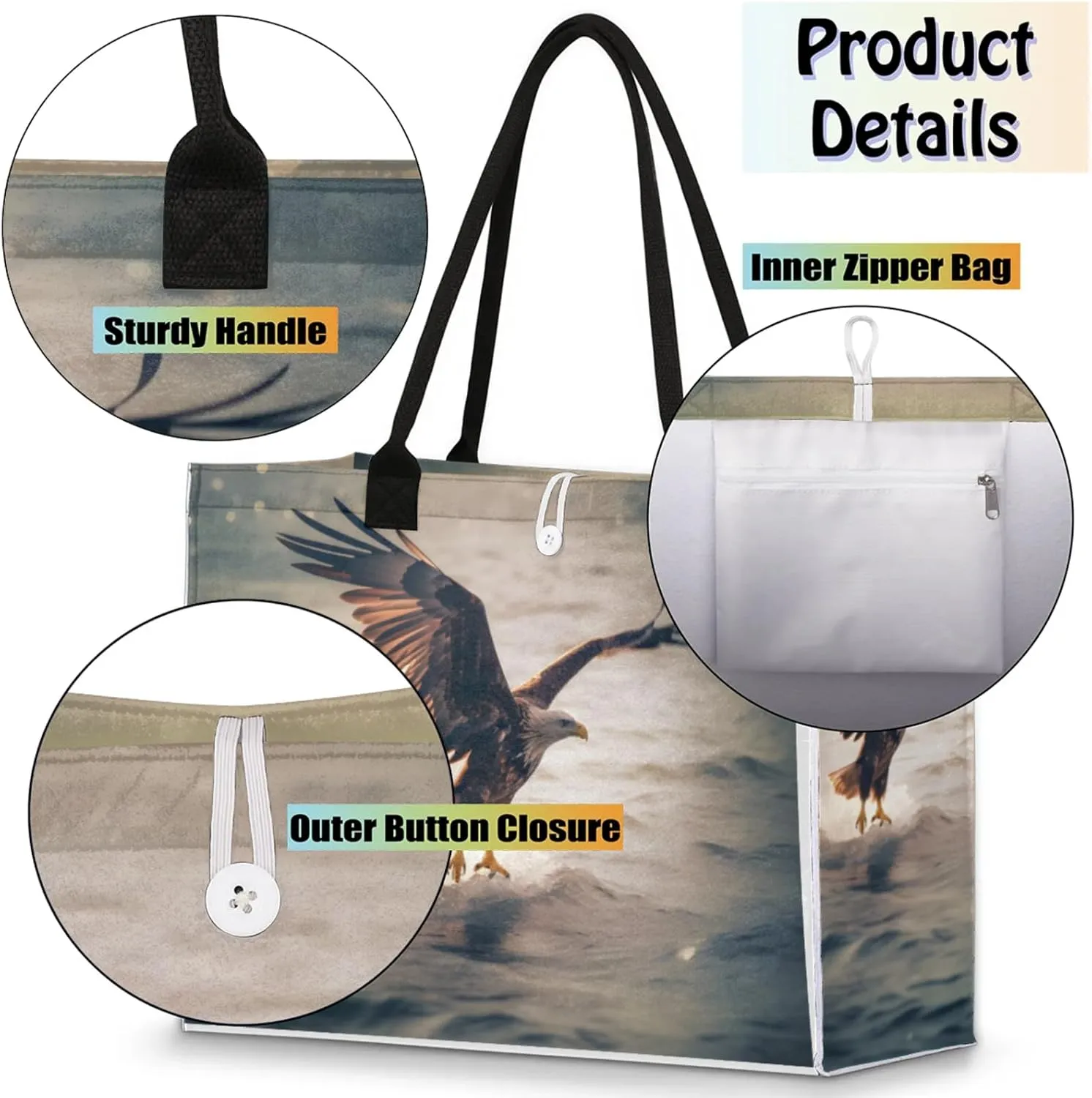 Tote Bag for Women Reusable Canvas Shoulder Bag