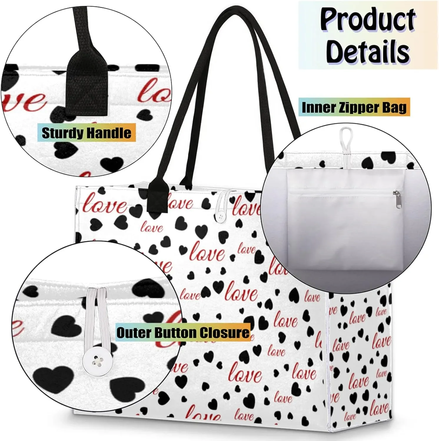 Tote Bag for Women Reusable Canvas Shoulder Bag
