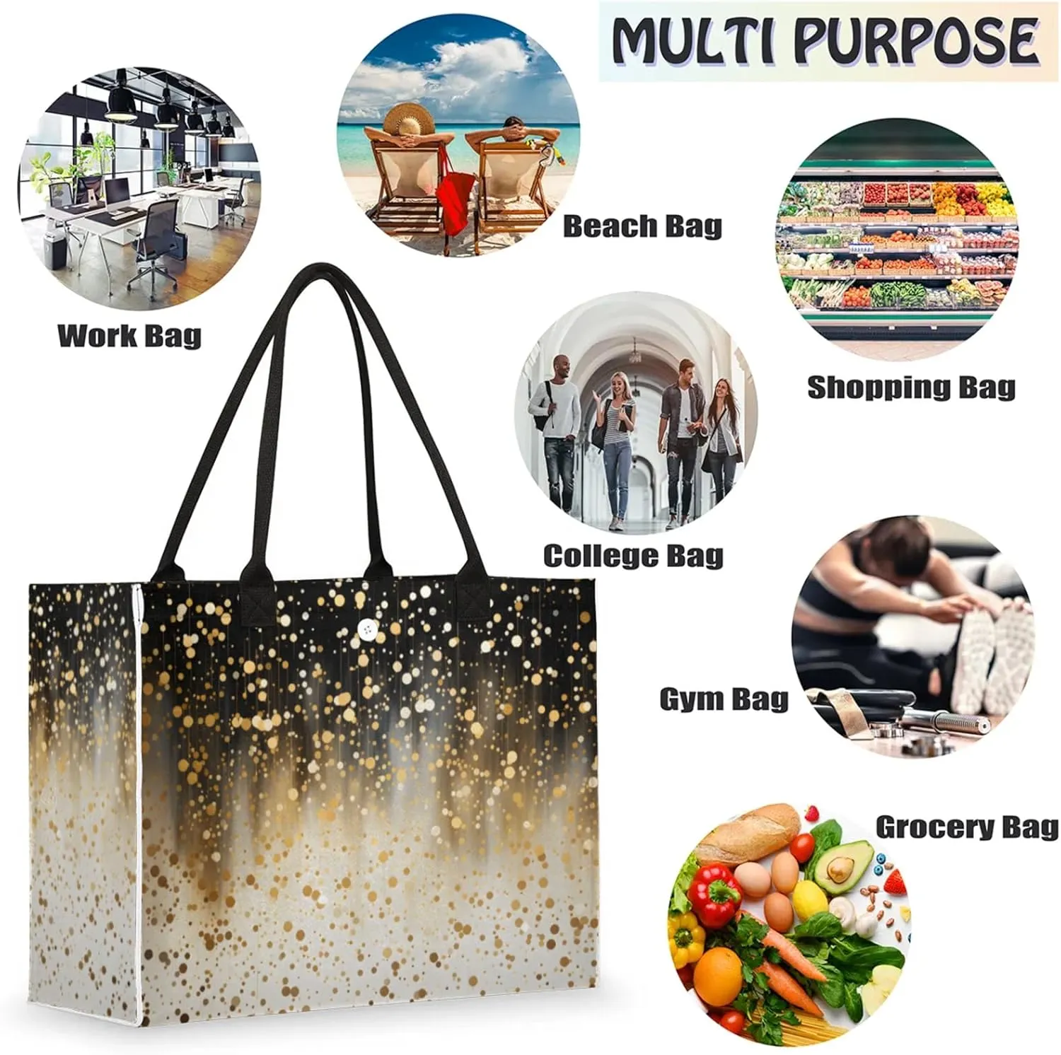 Tote Bag for Women Reusable Canvas Shoulder Bag