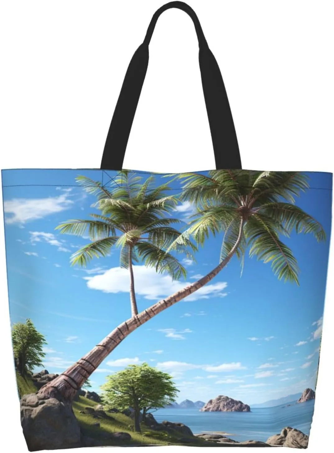 Tote Bag for Women Reusable Grocery Bag Shopping Bag Big Eyed Dog Tote Bags Handbag Foldable Shoulder Bag