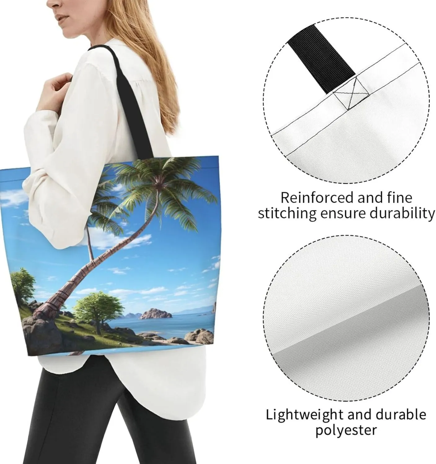Tote Bag for Women Reusable Grocery Bag Shopping Bag Big Eyed Dog Tote Bags Handbag Foldable Shoulder Bag