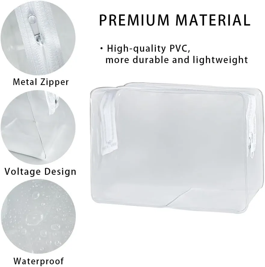 Travel Accessories Cosmetic Pouch Bag Makeup Bag Transparent Custom Clear Pvc,PVC for Woman Fashion Zipper Letter (Blue)