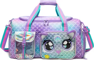 Travel Bag for Kids,Girls Mermaid Duffle Bag Sleepover Bag for Girls,Gym Bag Sports Duffel Bag,Dance Bag for Girls With Shoe Compartment