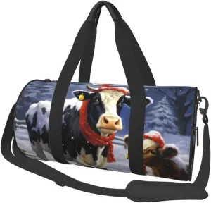 Travel Bag For Women,Christmas Snow Cow Print Personal Item Duffle Bags,Weekend Travel Duffel Tote Bag,Travel Sport Gym Bag For Men,Airplane Travel Essentials For Flying