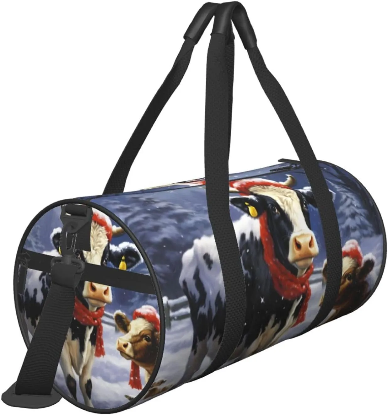 Travel Bag For Women,Christmas Snow Cow Print Personal Item Duffle Bags,Weekend Travel Duffel Tote Bag,Travel Sport Gym Bag For Men,Airplane Travel Essentials For Flying