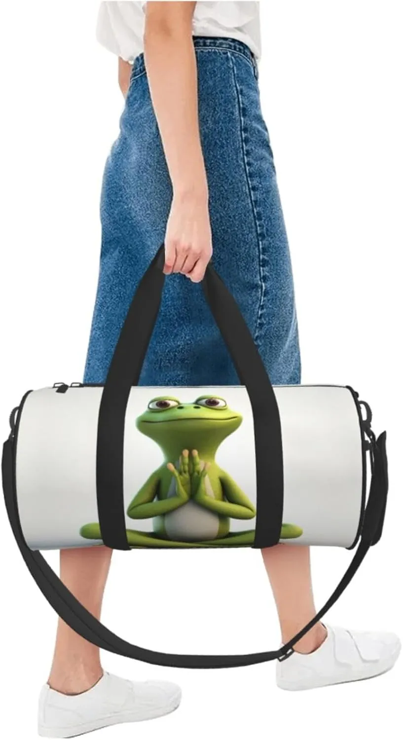 Travel Bag For Women,The Funny Frog Doing Yoga Print Personal Item Duffle Bags,Weekend Travel Duffel Tote Bag,Travel Sport Gym Bag For Men,Airplane Travel Essentials For Flying
