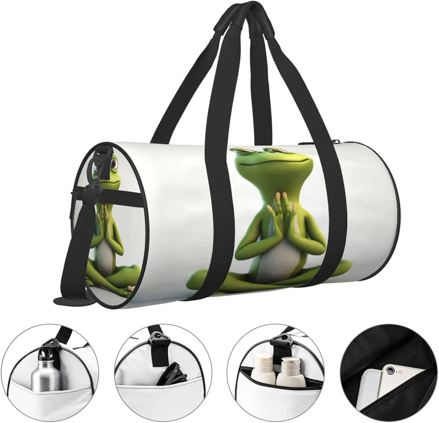 Travel Bag For Women,The Funny Frog Doing Yoga Print Personal Item Duffle Bags,Weekend Travel Duffel Tote Bag,Travel Sport Gym Bag For Men,Airplane Travel Essentials For Flying