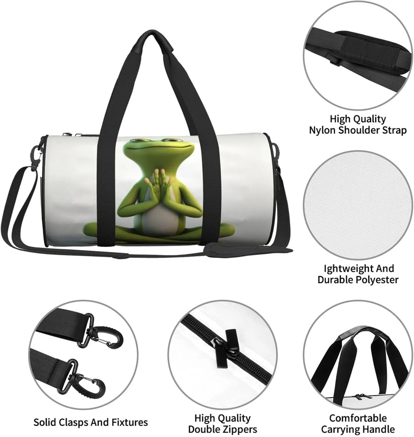 Travel Bag For Women,The Funny Frog Doing Yoga Print Personal Item Duffle Bags,Weekend Travel Duffel Tote Bag,Travel Sport Gym Bag For Men,Airplane Travel Essentials For Flying