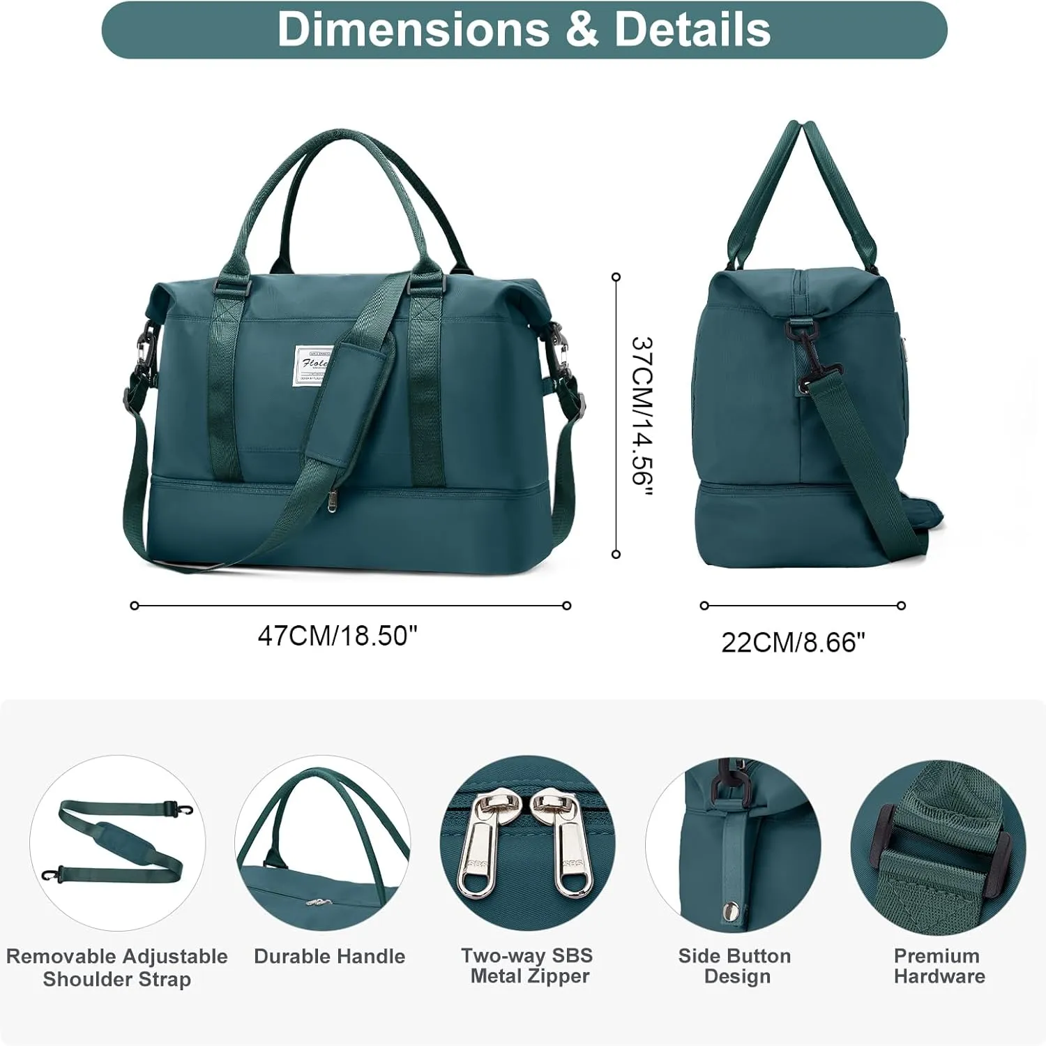 Travel Bag with Shoes Compartment,Weekender Bags for Women Travel,Carry On Duffel Overnight Bag with Trolley Sleeve & Wet Pocket,Travel tote Bag Sports Gym Bag