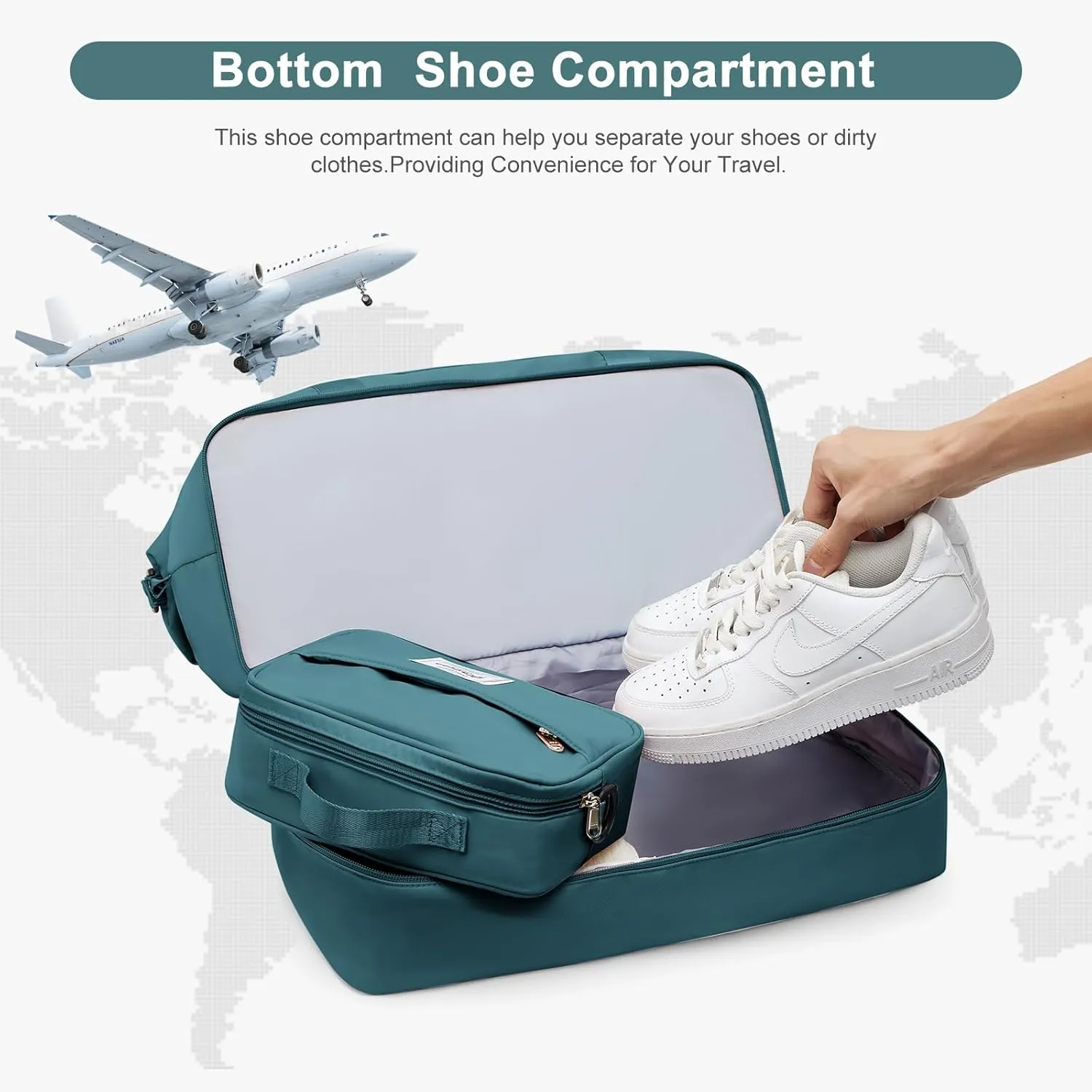 Travel Bag with Shoes Compartment,Weekender Bags for Women Travel,Carry On Duffel Overnight Bag with Trolley Sleeve & Wet Pocket,Travel tote Bag Sports Gym Bag