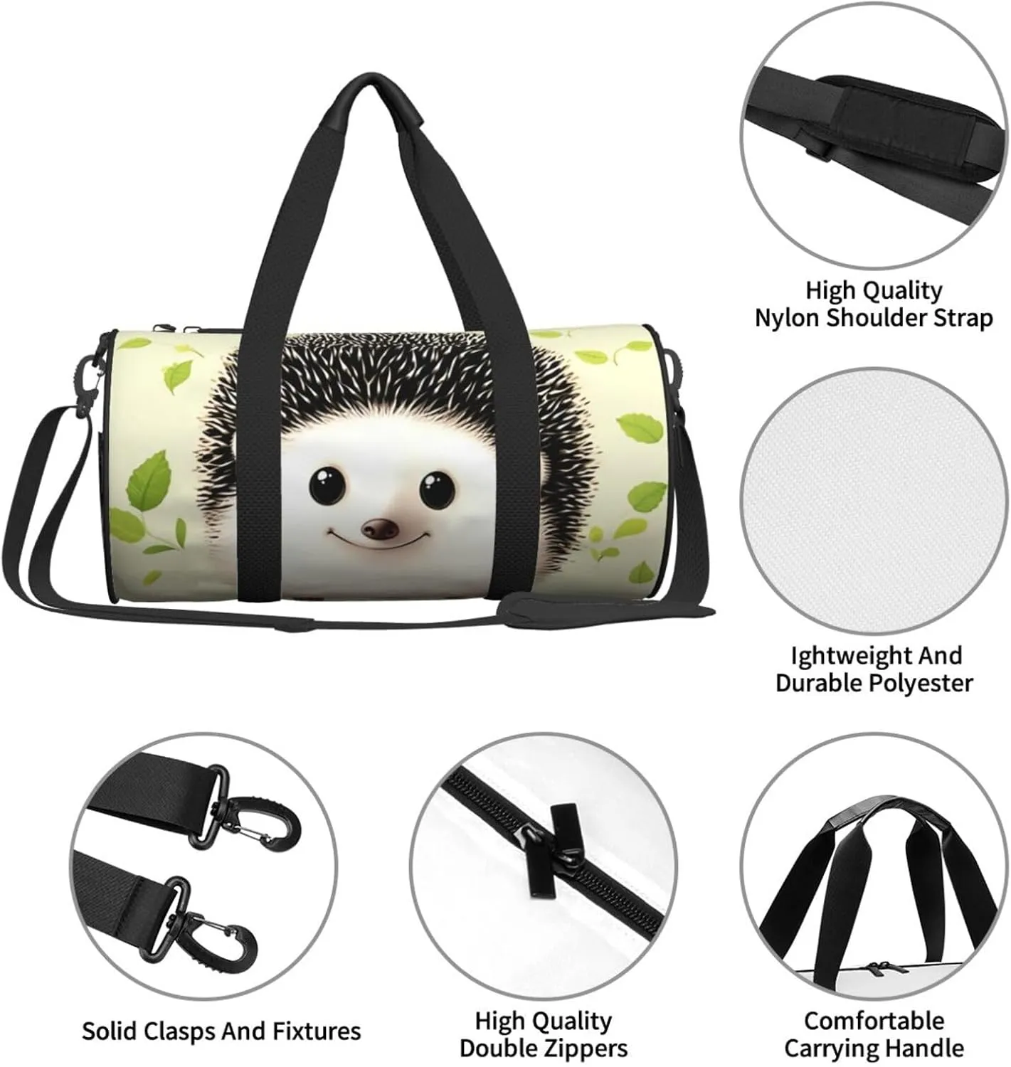 Travel Duffel Bag Cute Hedgehog Weekender Overnight Bag For Men Women Large Capacity Sports Gym Bag Canvas Carry On Tote Bags For Travel Yoga