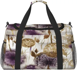 Travel Duffel Bag For Men Women, Purple Dandelion Abstract Art Carry On Sport Gym Bag With Shoulder Strap Lightweight Waterproof Weekender Bag Overnight Bag