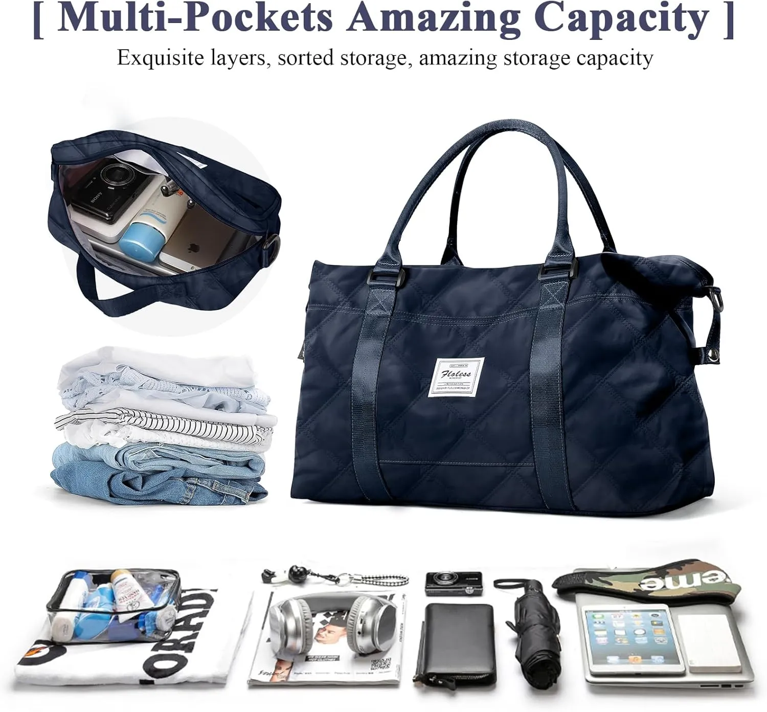 Travel Duffel Bag for Women, Overnight Weekender Bag with Toiletry Bag, Carry on Personal Item Bag,Gym Bag