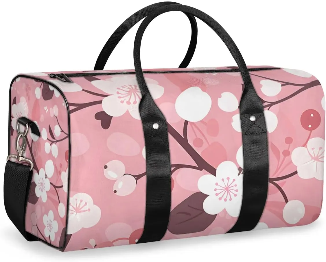 Travel Duffel Bag, Japan Cherry Blossoms Flower Floral Sports Tote Gym Bag Foldable Western Aztec Weekender Bag Carry on Luggage Handle Bag Overnight Shoulder Bag for Women Men,A-230