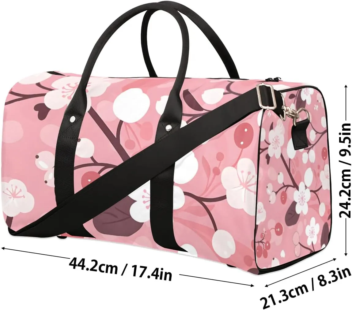 Travel Duffel Bag, Japan Cherry Blossoms Flower Floral Sports Tote Gym Bag Foldable Western Aztec Weekender Bag Carry on Luggage Handle Bag Overnight Shoulder Bag for Women Men,A-230