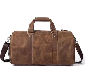Travel Duffel Bag, Leather Duffel Bag Overnight Weekender Bag Gym Bag for Men (Brown 47x23x24cm)