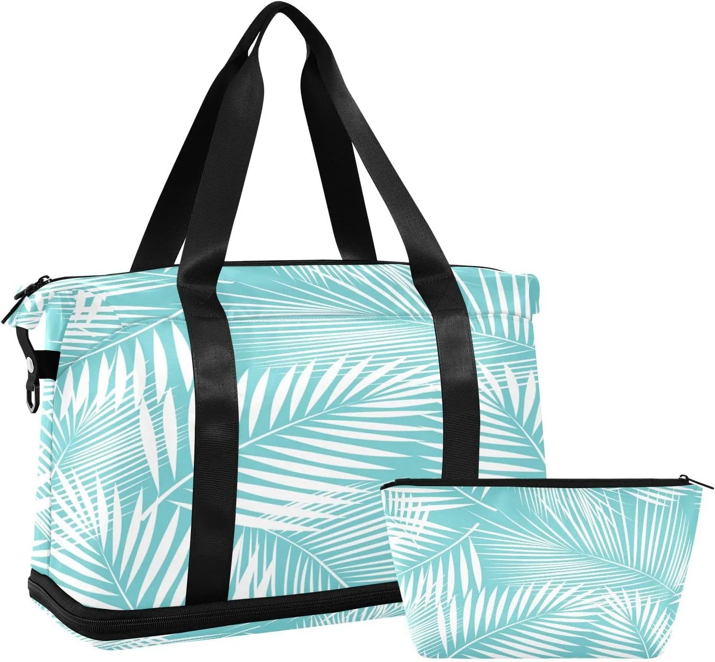 Travel Duffel Bag Leaves Of Palm Tree Weekender Overnight Bag for Women Men With Shoe Compartments Tropical Hawaii Sports Tote Gym Bag with Wet Pocket for Travel Sport Yoga 17 Inch