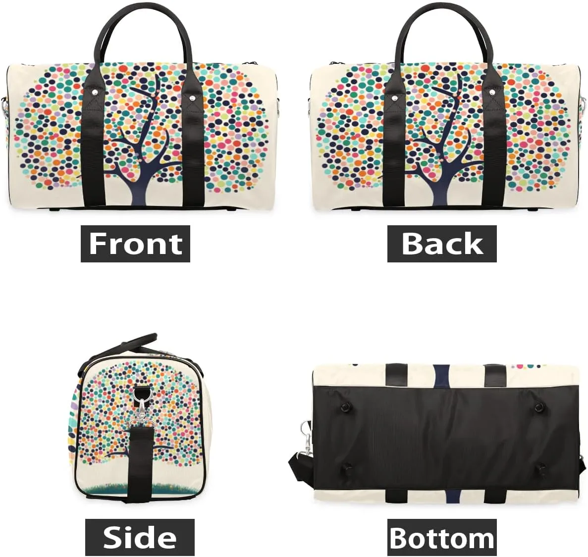 Travel Duffel Bag, Polka Dot Tree Sports Tote Gym Bag Foldable Western Aztec Weekender Bag Carry on Luggage Handle Bag Overnight Shoulder Bag for Women Men,A-427