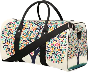 Travel Duffel Bag, Polka Dot Tree Sports Tote Gym Bag Foldable Western Aztec Weekender Bag Carry on Luggage Handle Bag Overnight Shoulder Bag for Women Men,A-427